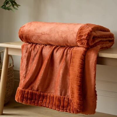 Catherine Lansfield Samt- und Faux-Fell-Decke - 150cm x 200cm - Brenn-orange Catherine Lansfield Samt- und Faux-Fell-Decke - 150cm x 200cm - Brenn-orange