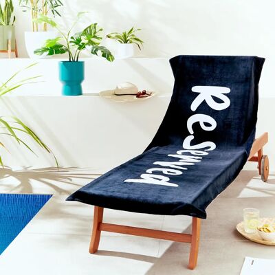 Catherine Lansfield Reserved Cotton Sun Lounger Towel - Black Catherine Lansfield Reserved Cotton Sun Lounger Towel - Black