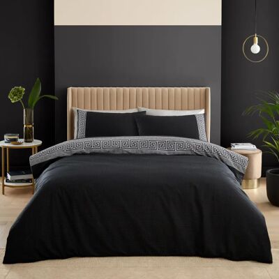 Catherine Lansfield CL Artemis Greek Key Duvet Set Black - Duvet Set Catherine Lansfield CL Artemis Greek Key Duvet Set Black - Duvet Set