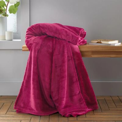 Plaid Raschel Touch en velours luxe Catherine Lansfield 130cm x 170cm Rose vif - Plaid Plaid Raschel Touch en velours luxe Catherine Lansfield 130cm x 170cm Rose vif - Plaid
