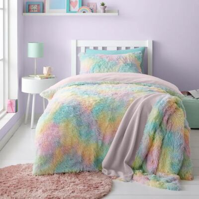 Catherine Lansfield Rainbow Cuddly Faux Fur Duvet Cover Bedding Set - Duvet Cover Bedding Set Catherine Lansfield Rainbow Cuddly Faux Fur Duvet Cover Bedding Set - Duvet Cover Bedding Set