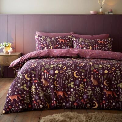Catherine Lansfield Enchanted Twilight Plum Double Duvet Cover - Bedding Set Catherine Lansfield Enchanted Twilight Plum Double Duvet Cover - Bedding Set