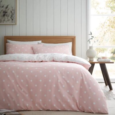 Catherine Lansfield Pink Polka Dot Brushed Duvet Cover - Bedding Set Catherine Lansfield Pink Polka Dot Brushed Duvet Cover - Bedding Set