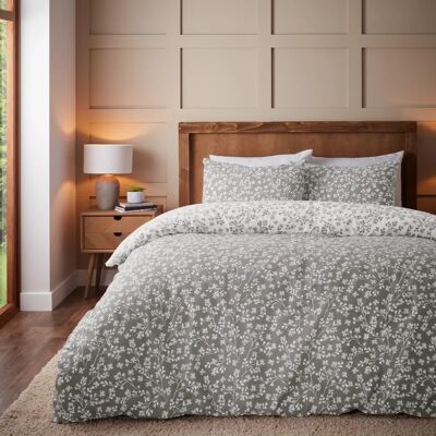 Ensemble de housse de duvet Grace Floral Leaf Grey Catherine Lansfield Ensemble de housse de duvet Grace Floral Leaf Grey Catherine Lansfield