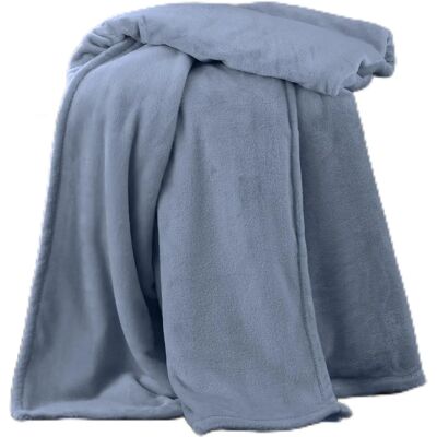 Catherine Lansfield Couverture Raschel en Velours Bleu - Plaid Catherine Lansfield Couverture Raschel en Velours Bleu - Plaid