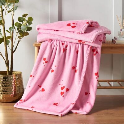 Catherine Lansfield Couverture Cœur Rose - Plaid Catherine Lansfield Couverture Cœur Rose - Plaid
