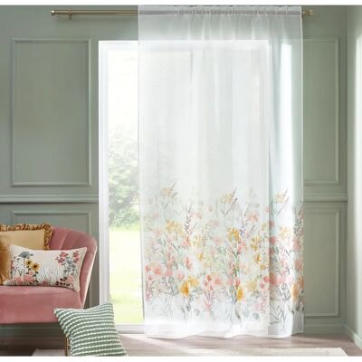 Catherine Lansfield Cortina de Voile con Flores del Campo - Cortina Individual Lista para Colgar Catherine Lansfield Cortina de Voile con Flores del Campo - Cortina Individual Lista para Colgar