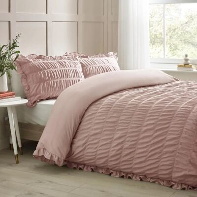 Catherine Lansfield Pink Seersucker Frill Duvet Cover Set - Bedding Set Catherine Lansfield Pink Seersucker Frill Duvet Cover Set - Bedding Set