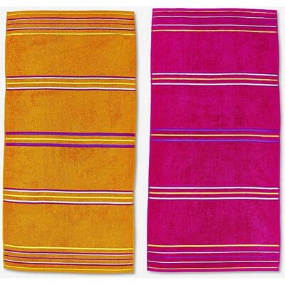 Catherine Lansfield Rainbow Beach Towel Pair - Pink & Orange - Towel Catherine Lansfield Rainbow Beach Towel Pair - Pink & Orange - Towel