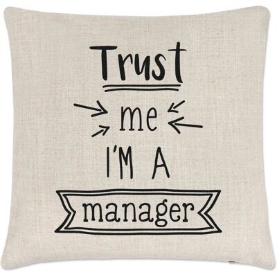 Gift Base - Trust Me I'M A Manager - Lin - Housse de coussin - Publicité Gift Base - Trust Me I'M A Manager - Lin - Housse de coussin - Publicité