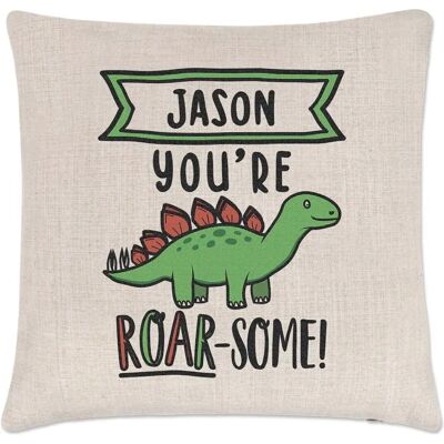 Gift Base - Roarsome Dinosaur - 40x40 cm - Housse de coussin lin - Publicité Gift Base - Roarsome Dinosaur - 40x40 cm - Housse de coussin lin - Publicité