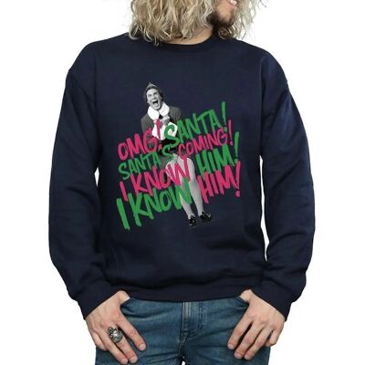 Elf Navy Blue Santa's Coming Sweatshirt - Sweatshirt Elf Navy Blue Santa's Coming Sweatshirt - Sweatshirt