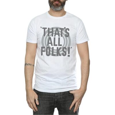 Looney Tunes Herren That's All Folks Weiß Große - T-Shirt Looney Tunes Herren That's All Folks Weiß Große - T-Shirt