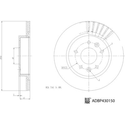 Αεριζόμενος δισκός φρένων ADBP430150 - BLUE PRINT Αεριζόμενος δισκός φρένων ADBP430150 - BLUE PRINT