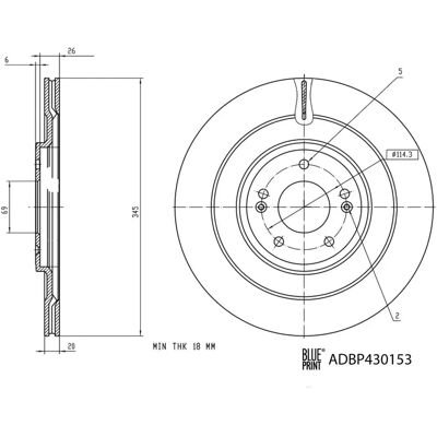 BLUE PRINT ADBP430153 Belüfteter Hinterradbremsscheibe BLUE PRINT ADBP430153 Belüfteter Hinterradbremsscheibe