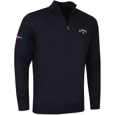 Pull de golf homme Callaway 2025 1/4 zip Mérinos - Marine - Publicité Pull de golf homme Callaway 2025 1/4 zip Mérinos - Marine - Publicité