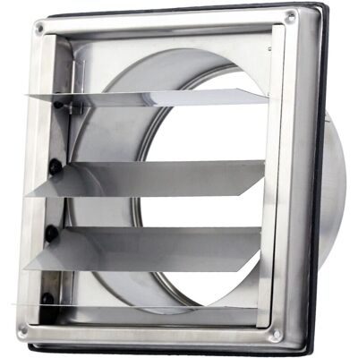 SPARES2GO - Stainless Steel - Square External Extractor - Wall Vent SPARES2GO - Stainless Steel - Square External Extractor - Wall Vent