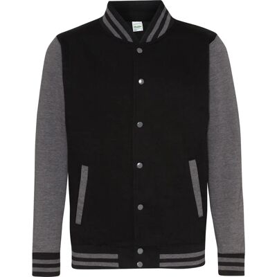 Awdis Jet Black/Charcoal Varsity Jacket - Jacket Awdis Jet Black/Charcoal Varsity Jacket - Jacket