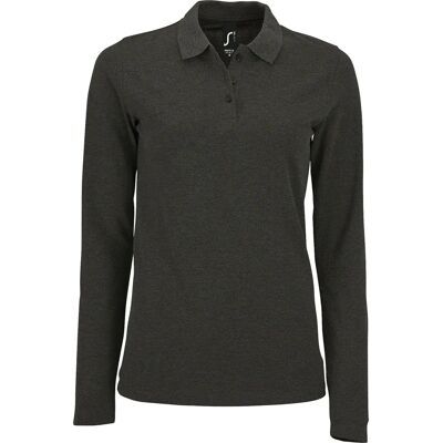 Camisa Polo Feminina de Manga Longa Perfeita - Charcoal Marl - Camisa Polo Camisa Polo Feminina de Manga Longa Perfeita - Charcoal Marl - Camisa Polo