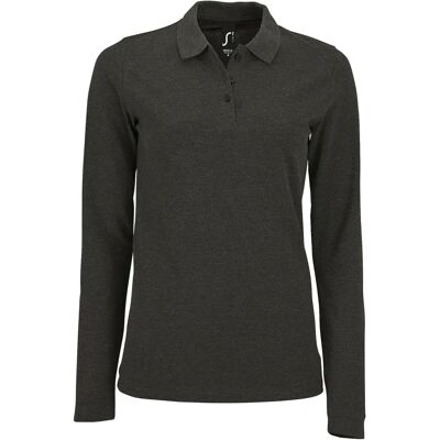 Camisa Polo Feminina de Manga Longa Perfeita - Charcoal Marl - Camisa Polo Camisa Polo Feminina de Manga Longa Perfeita - Charcoal Marl - Camisa Polo