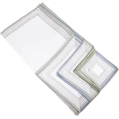 Universal Textiles Cotton Rich Stripe Border Handkerchiefs - Handkerchiefs Universal Textiles Cotton Rich Stripe Border Handkerchiefs - Handkerchiefs