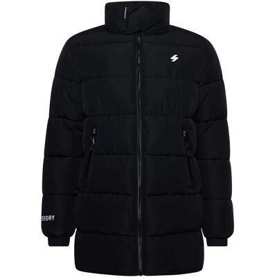Superdry Longline Sports Steppjacke - Schwarz - Wasserabweisend Superdry Longline Sports Steppjacke - Schwarz - Wasserabweisend