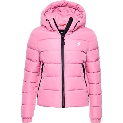 Superdry Pink Kapuzen-Steppjacke für Damen - Casual Superdry Pink Kapuzen-Steppjacke für Damen - Casual