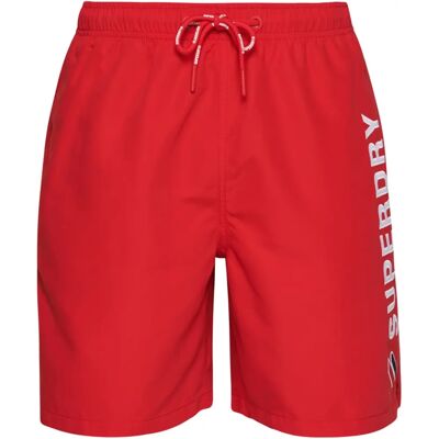 Short de bain homme Superdry 19 pouces, matériau recyclé - Rouge - Publicité Short de bain homme Superdry 19 pouces, matériau recyclé - Rouge - Publicité