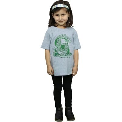 Maglietta glitter di Harry Potter Slytherin per ragazze bianca 5-6 anni Maglietta glitter di Harry Potter Slytherin per ragazze bianca 5-6 anni