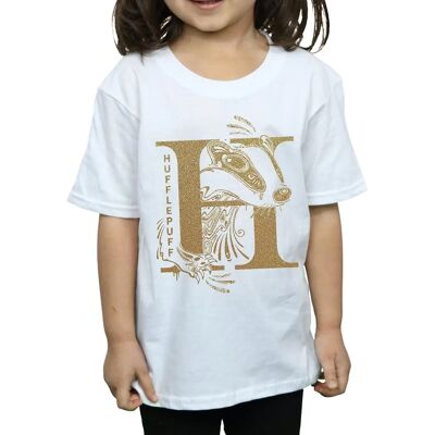 Maglietta di Harry Potter Hufflepuff con glitter per ragazze Maglietta di Harry Potter Hufflepuff con glitter per ragazze