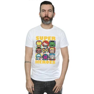 Absolute Cult Marvel Herr Kawaii Super Heroes T-Shirt Weiß Groß - T-Shirt Absolute Cult Marvel Herr Kawaii Super Heroes T-Shirt Weiß Groß - T-Shirt
