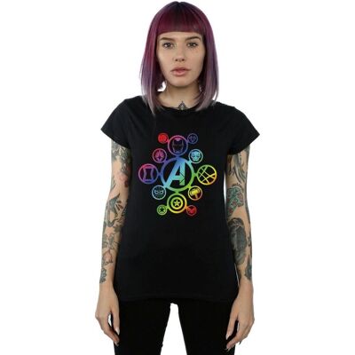 Absolute Cult Marvel Women's Avengers Infinity War Rainbow Icons T-Shirt - Black - XX-Large Absolute Cult Marvel Women's Avengers Infinity War Rainbow Icons T-Shirt - Black - XX-Large