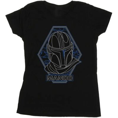 Absolute Cult Star Wars The Mandalorian Outline Helm Diamant T-Shirt - T-Shirt Absolute Cult Star Wars The Mandalorian Outline Helm Diamant T-Shirt - T-Shirt