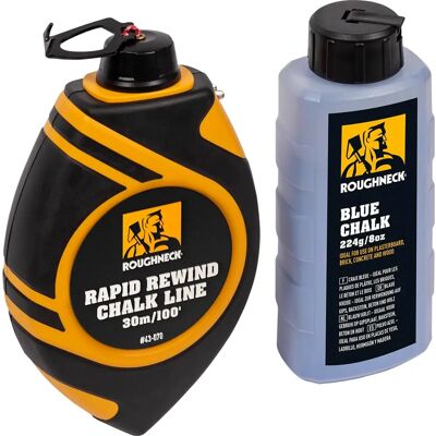 Roughneck ROU43070 Impact-Resistant Rewind Chalk Line - 30m - Multicoloured Roughneck ROU43070 Impact-Resistant Rewind Chalk Line - 30m - Multicoloured