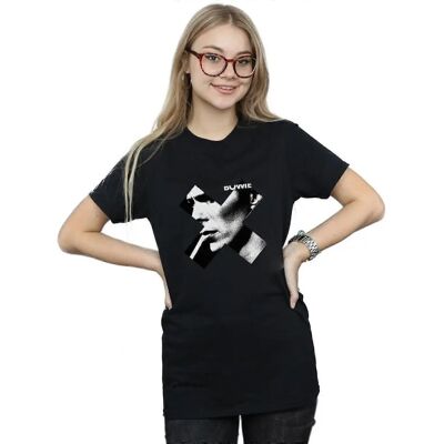 David Bowie Schwarzes Kreuz Boyfriend Baumwoll-T-Shirt - Lässiger Stil David Bowie Schwarzes Kreuz Boyfriend Baumwoll-T-Shirt - Lässiger Stil