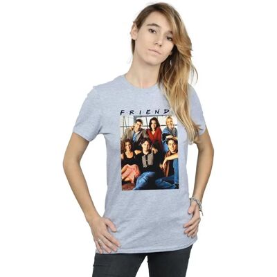 Friends Damen Graues Baumwoll Boyfriend T-Shirt - T-Shirt Friends Damen Graues Baumwoll Boyfriend T-Shirt - T-Shirt