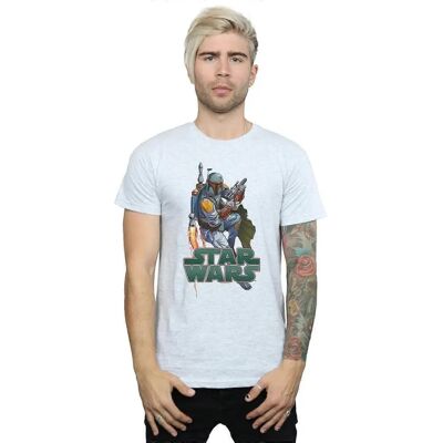 Absolute Cult Star Wars T-Shirt Boba Fett Fired Up - Mężczyzna Szary Sport Small Absolute Cult Star Wars T-Shirt Boba Fett Fired Up - Mężczyzna Szary Sport Small