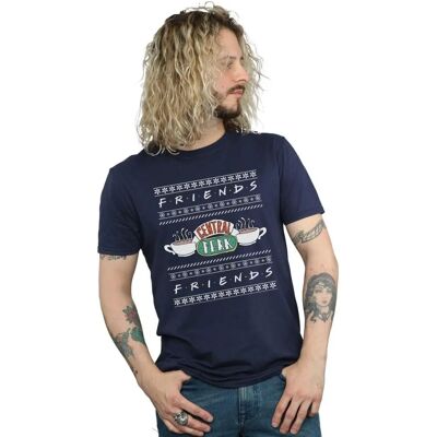 Friends Navy Blue 4XL Fair Isle Central Perk T-Shirt - T-Shirt Friends Navy Blue 4XL Fair Isle Central Perk T-Shirt - T-Shirt