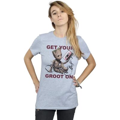 Marvel Groot Get Your On Boyfriend T-Shirt Sport Grey - T-Shirt Marvel Groot Get Your On Boyfriend T-Shirt Sport Grey - T-Shirt