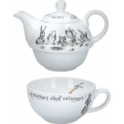 Victoria & Albert Alice in Wonderland Tea For One Teapot - Tea for One, 250ml, Hand-drawn, Gold accents Victoria & Albert Alice in Wonderland Tea For One Teapot - Tea for One, 250ml, Hand-drawn, Gold accents