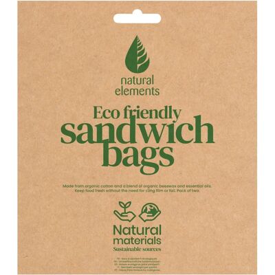 Natural Elements Eco-Friendly Set of Two Beeswax Sandwich Bags - Unisex Natural Elements Eco-Friendly Set of Two Beeswax Sandwich Bags - Unisex