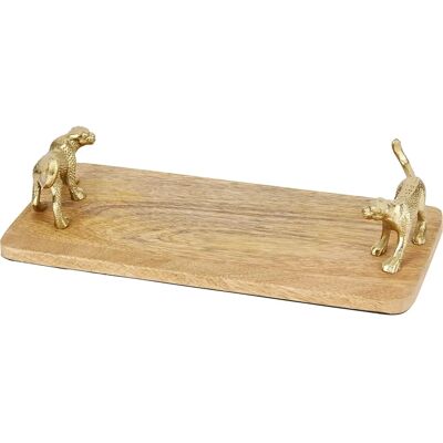 Artesa Mango Wood Leopard Handles Rectangular Serving Platter - Serving Board Artesa Mango Wood Leopard Handles Rectangular Serving Platter - Serving Board