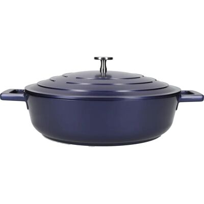 MasterClass Niebieski Metalowe Odlewane Aluminium 28cm 4L Płytka Garnek z Pokrywką MasterClass Niebieski Metalowe Odlewane Aluminium 28cm 4L Płytka Garnek z Pokrywką