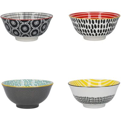 Zestaw 4 misek Monochrome Kitchencraft - 15cm ceramika Zestaw 4 misek Monochrome Kitchencraft - 15cm ceramika