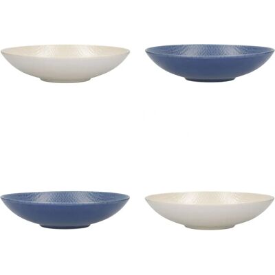 Kitchencraft Blue Cream 22cm Pasta Bowls Set of 4 Kitchencraft Blue Cream 22cm Pasta Bowls Set of 4