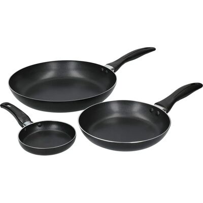 Juego de sartenes antiadherentes KitchenCraft - 3 piezas, 12cm, 20cm, 28cm - Negro Juego de sartenes antiadherentes KitchenCraft - 3 piezas, 12cm, 20cm, 28cm - Negro