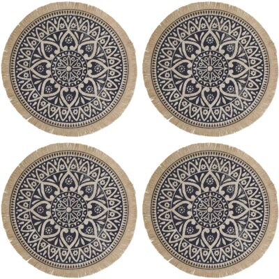 Creative Tops Set di 4 tovagliette di iuta, Mandala, Naturale - Blu Creative Tops Set di 4 tovagliette di iuta, Mandala, Naturale - Blu