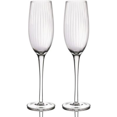 BarCraft Set of 2 Ridged Champagne Flutes - Champagne Flutes BarCraft Set of 2 Ridged Champagne Flutes - Champagne Flutes