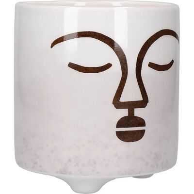 Kitchencraft Pot de Fleur Visage Abstrait Blanc/Marron - Pot Kitchencraft Pot de Fleur Visage Abstrait Blanc/Marron - Pot
