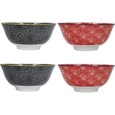 KitchenCraft 15cm Bowl Set of 4 Red and Black - Bowl Set KitchenCraft 15cm Bowl Set of 4 Red and Black - Bowl Set